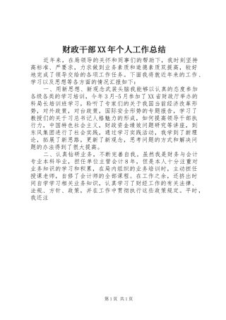 财政干部XX年个人工作总结