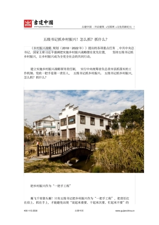 五级书记抓乡村振兴!怎么抓？抓什么？