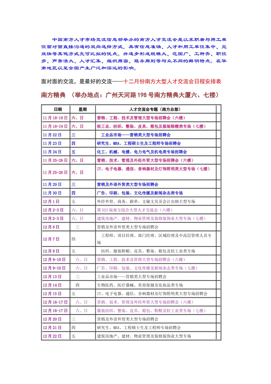 中国南方人才市场交流信息部举办的南方人才交流会是以求职者与用_第1页
