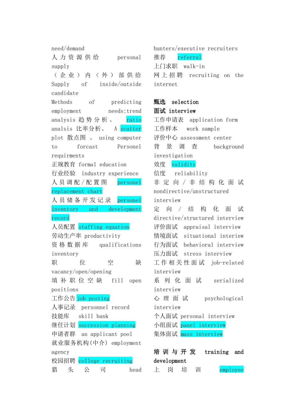 人力资源管理常见英文词汇_第2页