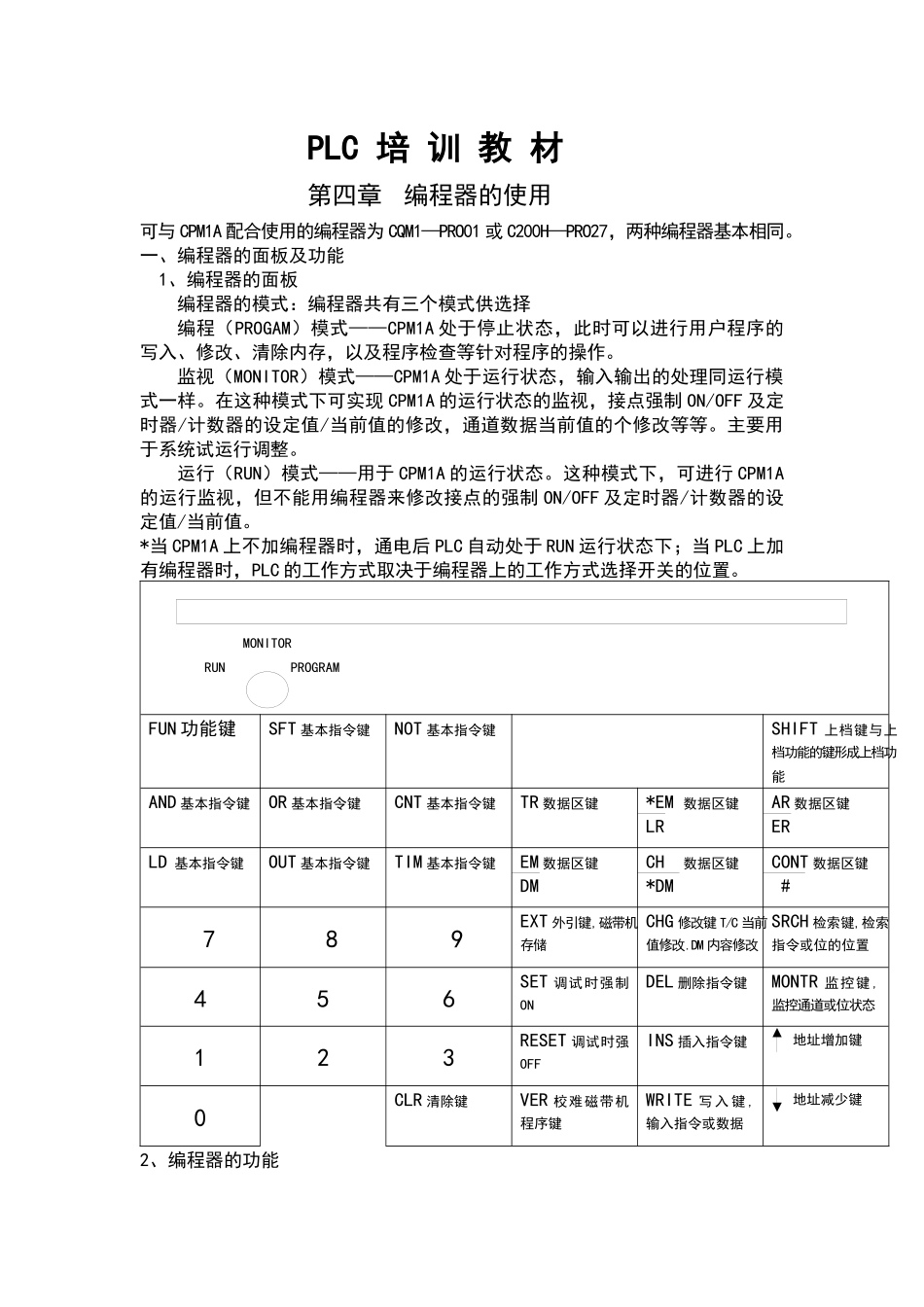 人力资源-PLC培训教材(编程器及SSS使用)_第1页