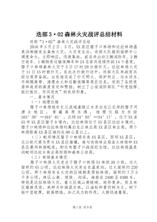 迭部3·02森林火灾战评总结材料