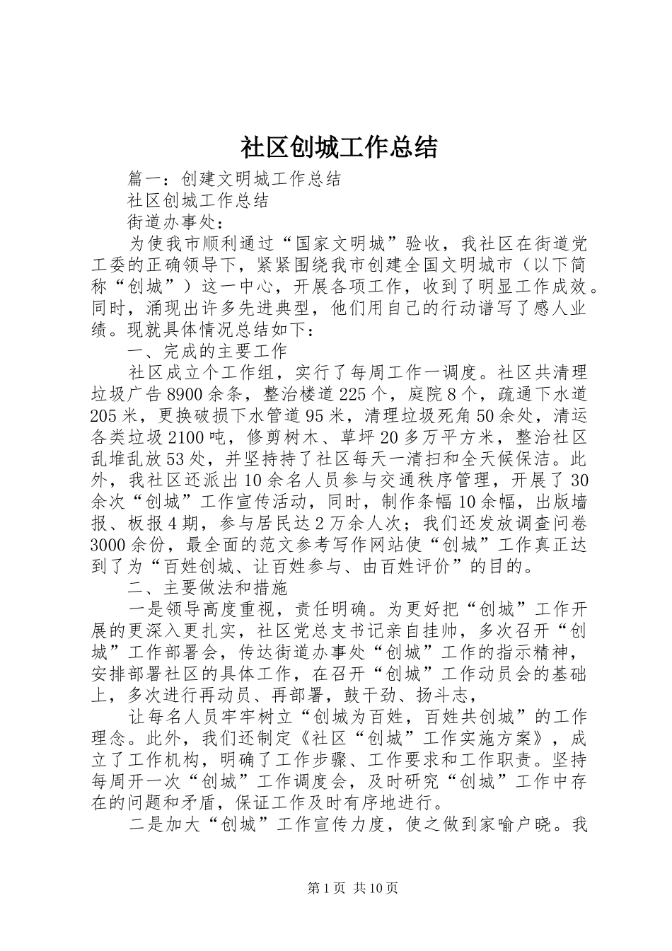 社区创城工作总结_第1页