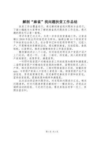 解剖“麻雀”找问题扶贫工作总结