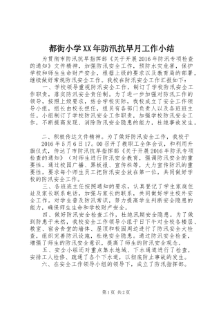 都街小学XX年防汛抗旱月工作小结