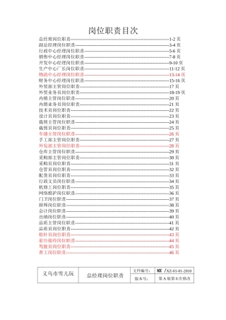 人力资源下载-职位分析→XX玩具制造公司职位说明书汇编