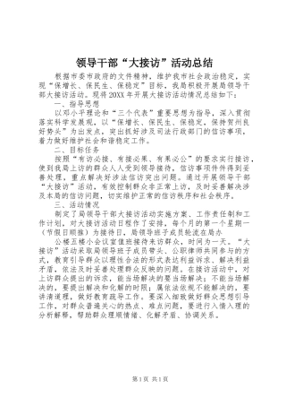 领导干部“大接访”活动总结