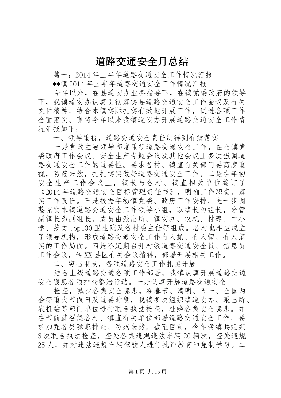 道路交通安全月总结_第1页