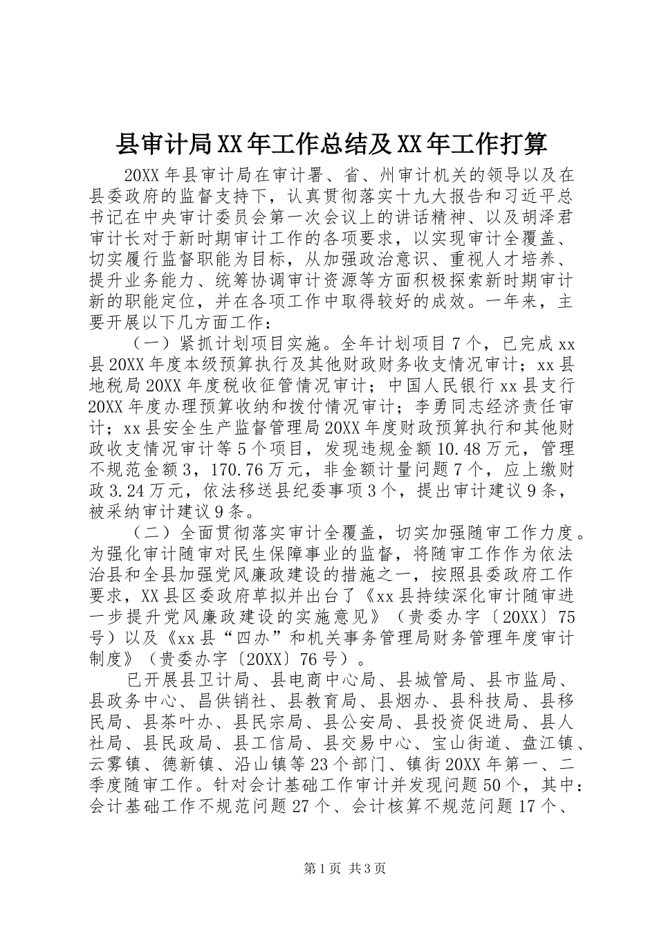 县审计局工作总结及工作打算_第1页