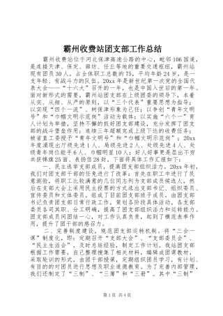 霸州收费站团支部工作总结