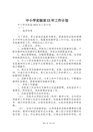 中小学实验室工作计划