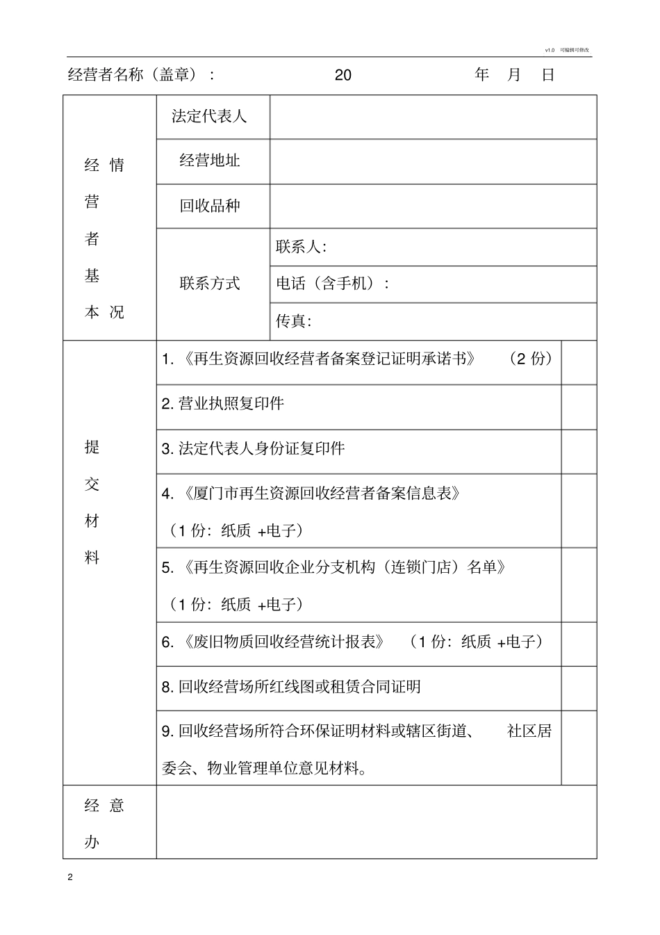 再生资源回收经营者备案申报材料范本_第2页