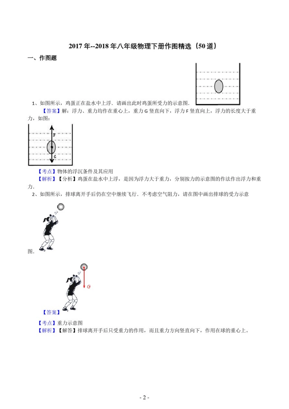 --2018年八年级物理下册作图精选(50道)_第2页