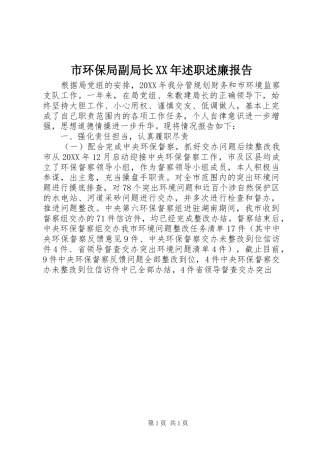 市环保局副局长述职述廉报告