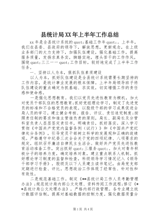县统计局上半年工作总结