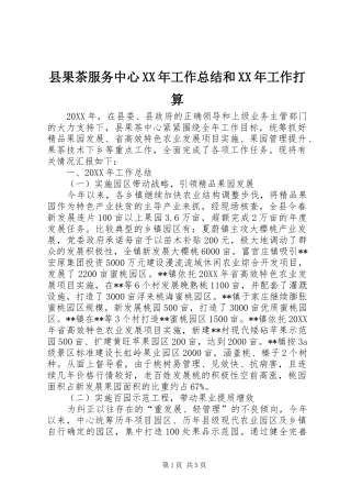 县果茶服务中心工作总结和工作打算