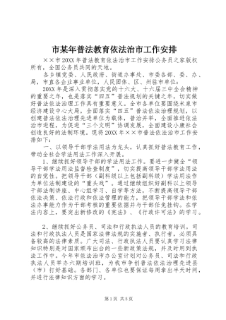市普法教育依法治市工作安排