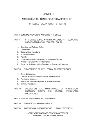 与贸易有关的知识产权协定英文