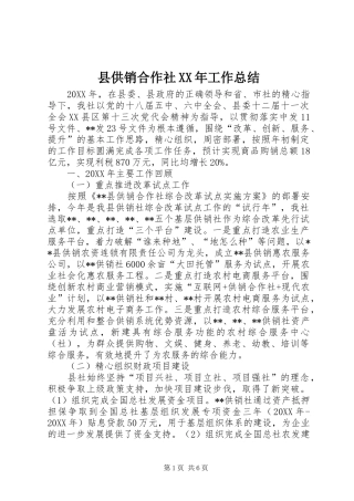 县供销合作社工作总结