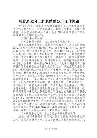 粮食局工作总结暨工作思路