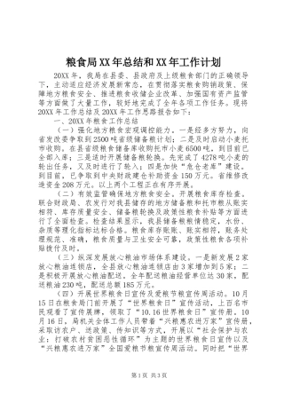 粮食局总结和工作计划
