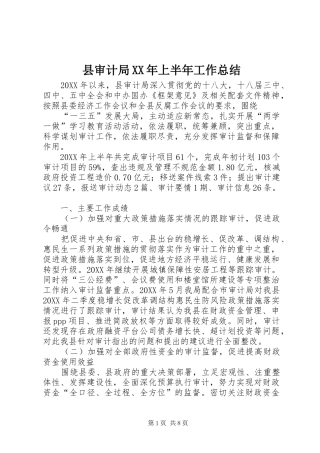 县审计局上半年工作总结