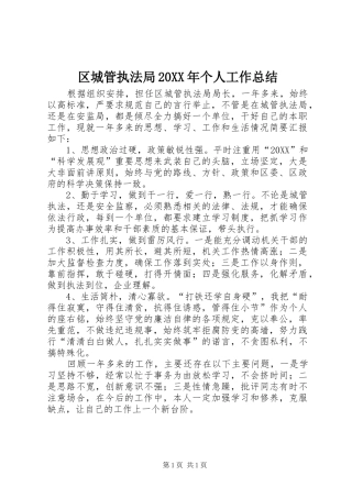 区城管执法局个人工作总结