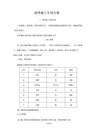 园林绿化雨季施工方案-格式已调好