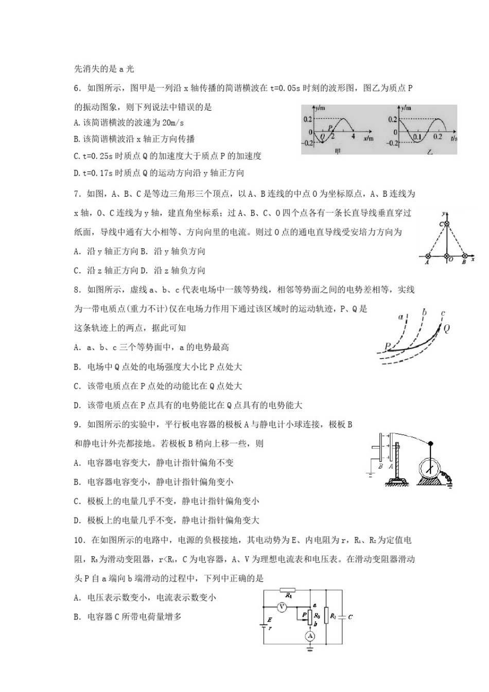 四川省绵阳市2019-2020学年高二上学期期末适应性考试物理试卷_第2页