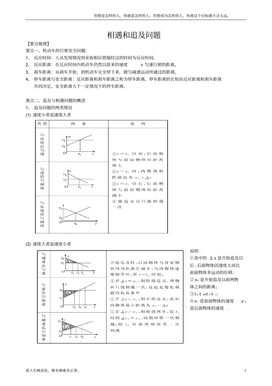 (新)高一物理相遇和追及问题(含详解)_第1页
