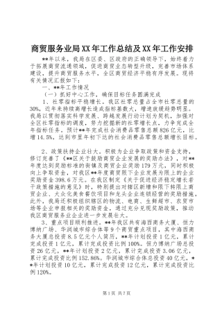 商贸服务业局工作总结及工作安排