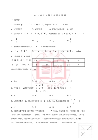 2018高考文科数学模拟试题