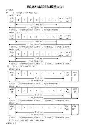 (完整word版)RS485-MODEBUS通讯协议资料