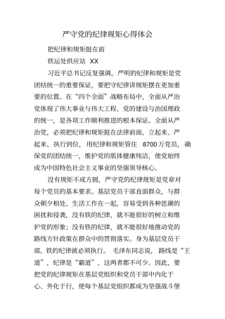 严守党的纪律规矩心得体会