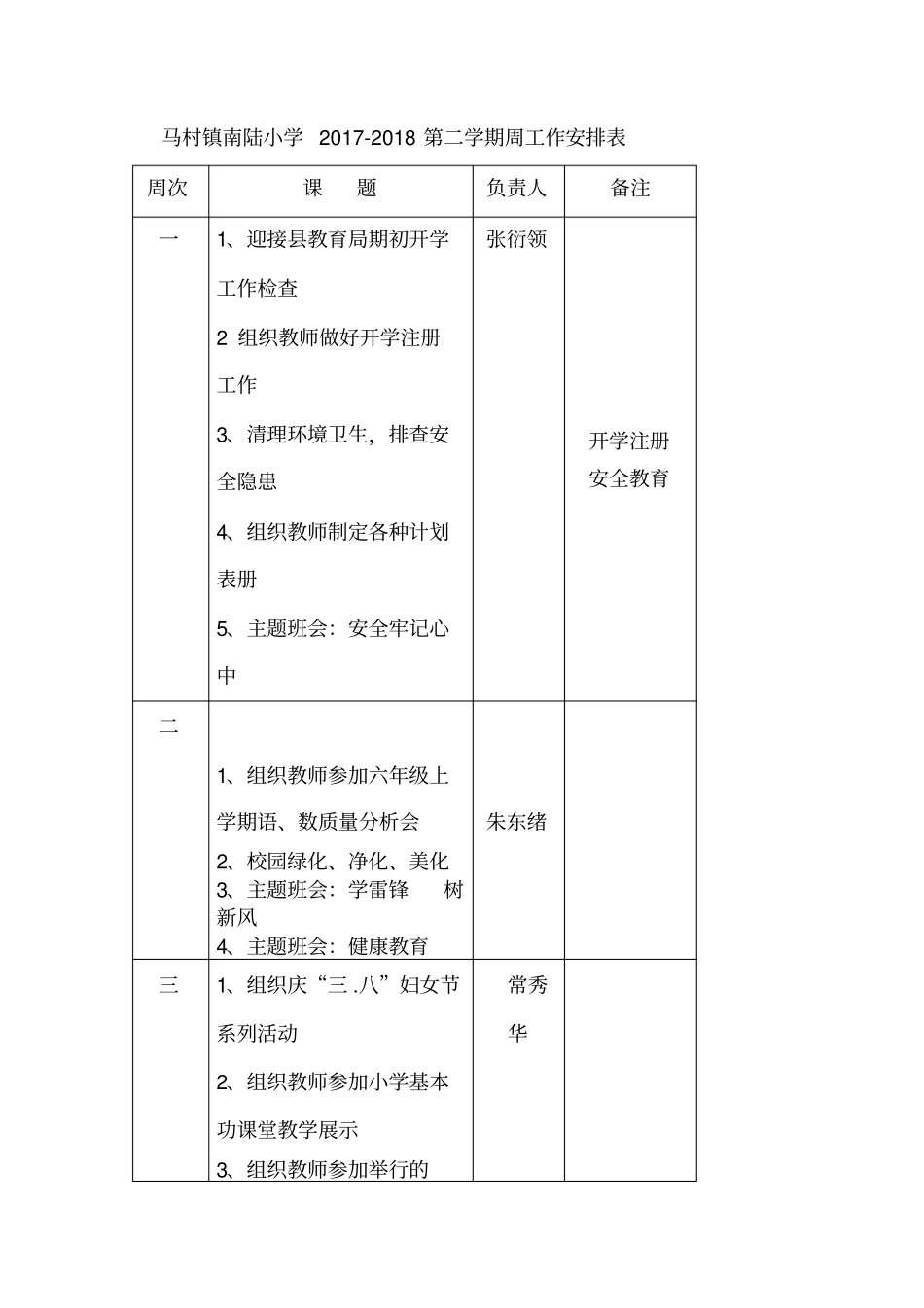 学校周工作安排表_第2页