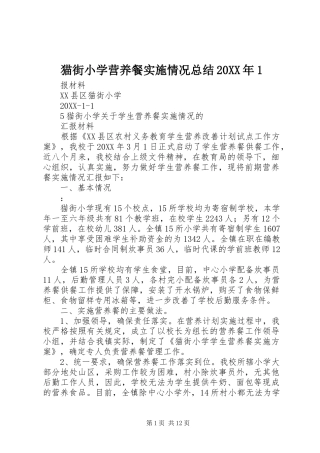 猫街小学营养餐实施情况总结