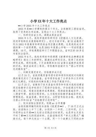 小学十大工作亮点