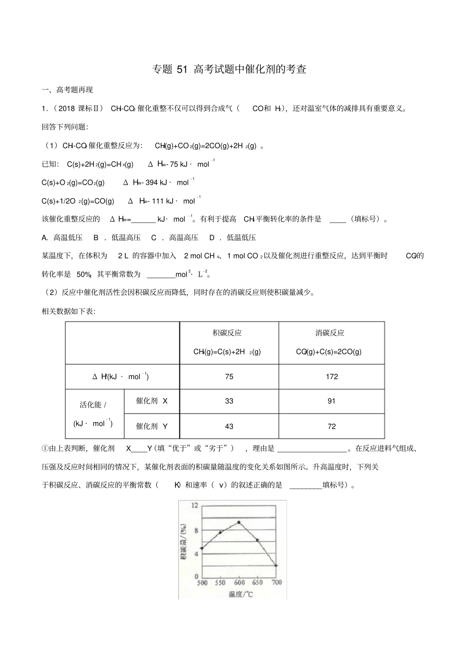 (完整)2019届高考化学难点剖析专题51高考试题中催化剂的考查讲解_第1页