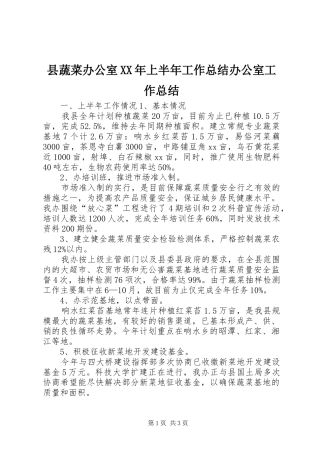 县蔬菜办公室上半年工作总结办公室工作总结