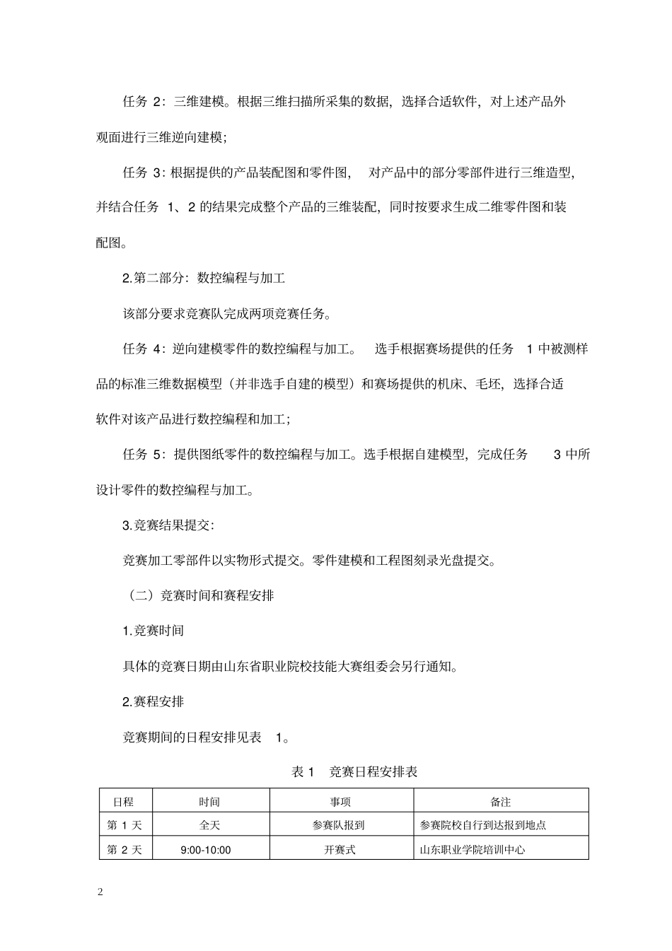 2014年山东省职业院校技能大赛(高职组)“工业产品数字化设计与制造”项目竞赛规程_第2页