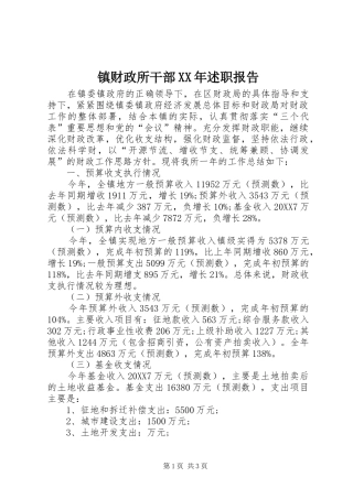 镇财政所干部述职报告