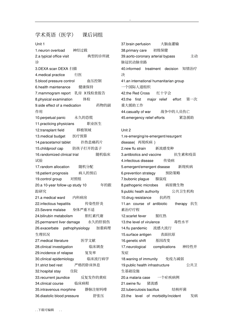 学术英语(医学)_课后词组_第1页
