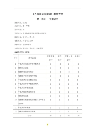 大学教学大纲_中医外科理论与实践