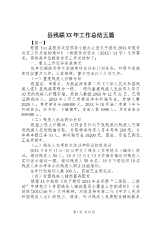 县残联工作总结五篇