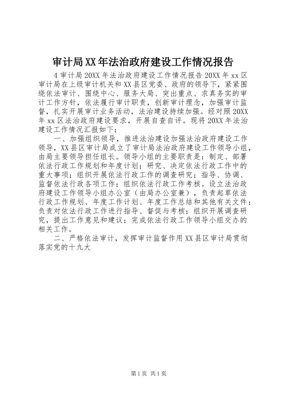 审计局法治政府建设工作情况报告_第1页