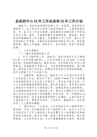 县疾控中心工作总结和工作计划
