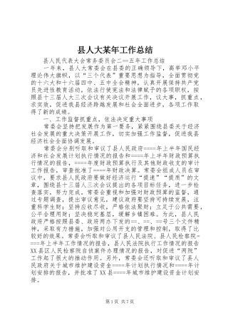 县人大工作总结