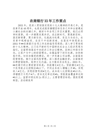 农商银行工作要点
