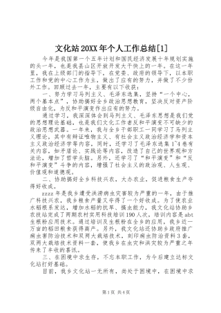 文化站个人工作总结