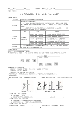 中考化学专题复习：气体的制取、收集和除杂(2013年版)